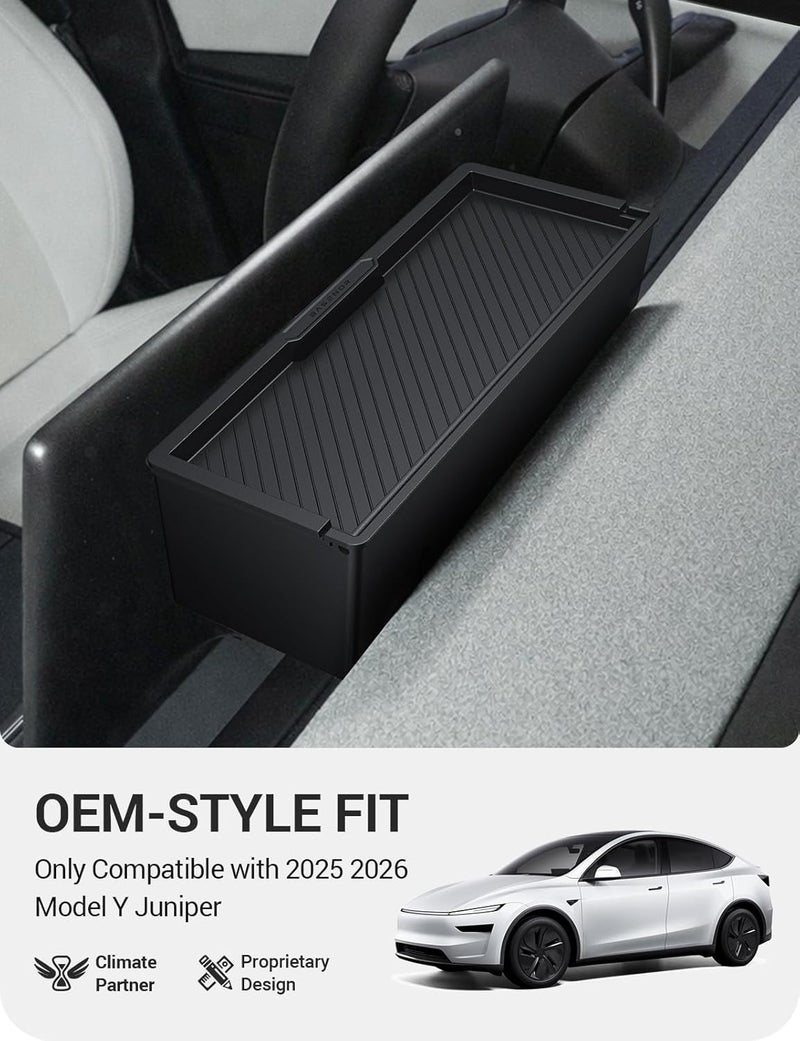 Basenor 2026 Tesla Model Y Center Console Behind Screen Storage, (Privacy Protection & Proprietary Design) Dashboard Hidden Organizer, Tissue Holder for 2025 2026 Model Y Juniper - Image 2